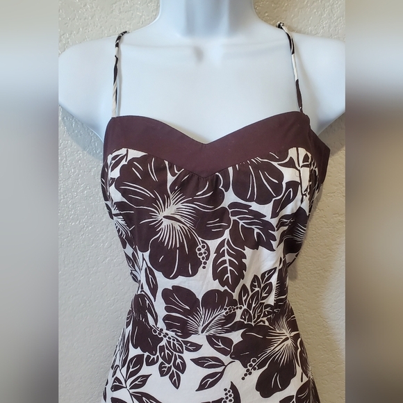 💚5/$25 Speechless Brown & Cream Floral Tropical Sweetheart Midi Dress Size 11 - Picture 3 of 7
